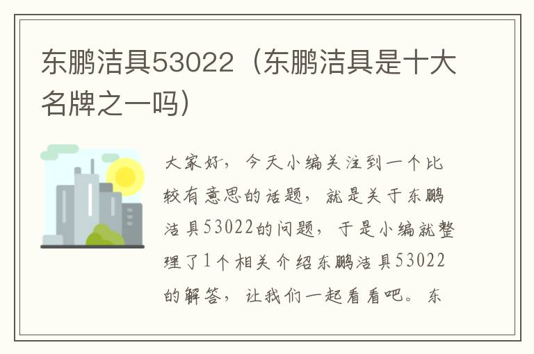 东鹏洁具53022（东鹏洁具是十大名牌之一吗）