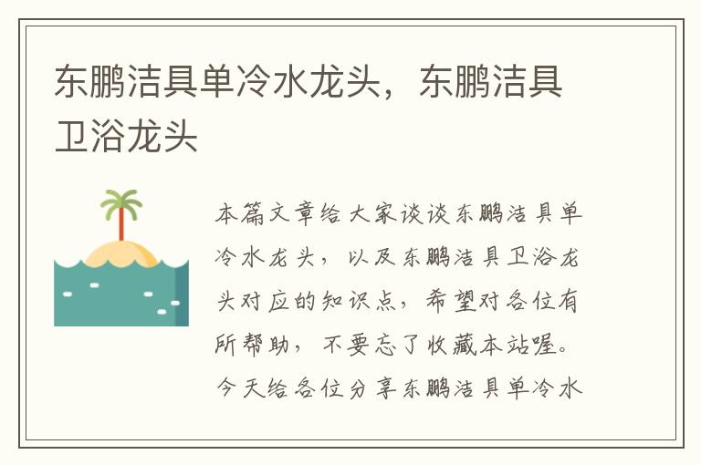 东鹏洁具单冷水龙头，东鹏洁具卫浴龙头