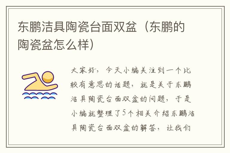 东鹏洁具陶瓷台面双盆（东鹏的陶瓷盆怎么样）