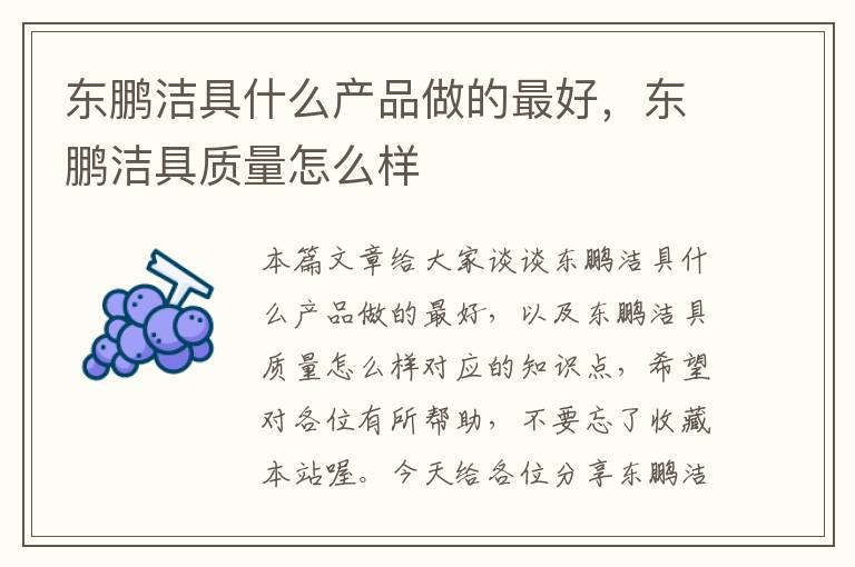 东鹏洁具什么产品做的最好，东鹏洁具质量怎么样