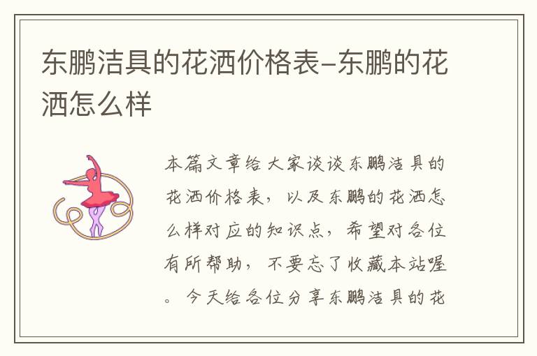 东鹏洁具的花洒价格表-东鹏的花洒怎么样