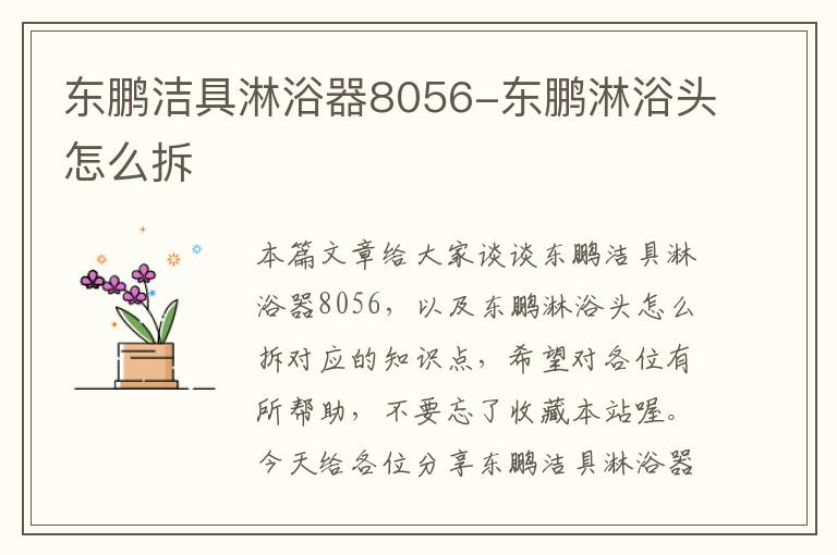 东鹏洁具淋浴器8056-东鹏淋浴头怎么拆