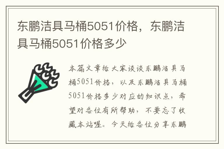 东鹏洁具马桶5051价格，东鹏洁具马桶5051价格多少