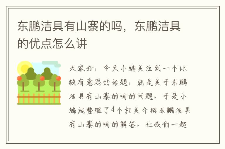 东鹏洁具有山寨的吗，东鹏洁具的优点怎么讲