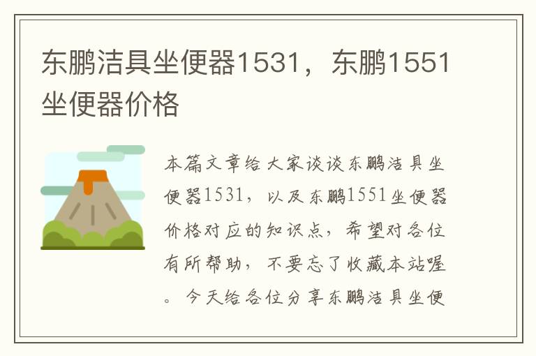 东鹏洁具坐便器1531，东鹏1551坐便器价格