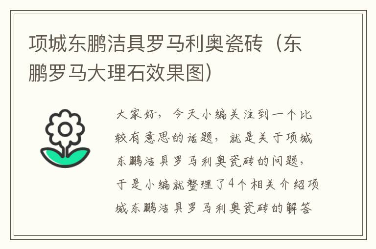 项城东鹏洁具罗马利奥瓷砖（东鹏罗马大理石效果图）