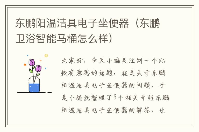 东鹏阳温洁具电子坐便器（东鹏卫浴智能马桶怎么样）