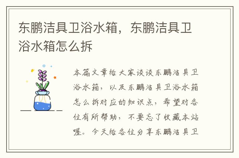 东鹏洁具卫浴水箱，东鹏洁具卫浴水箱怎么拆