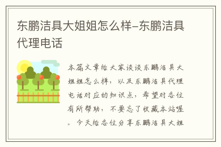 东鹏洁具大姐姐怎么样-东鹏洁具代理电话