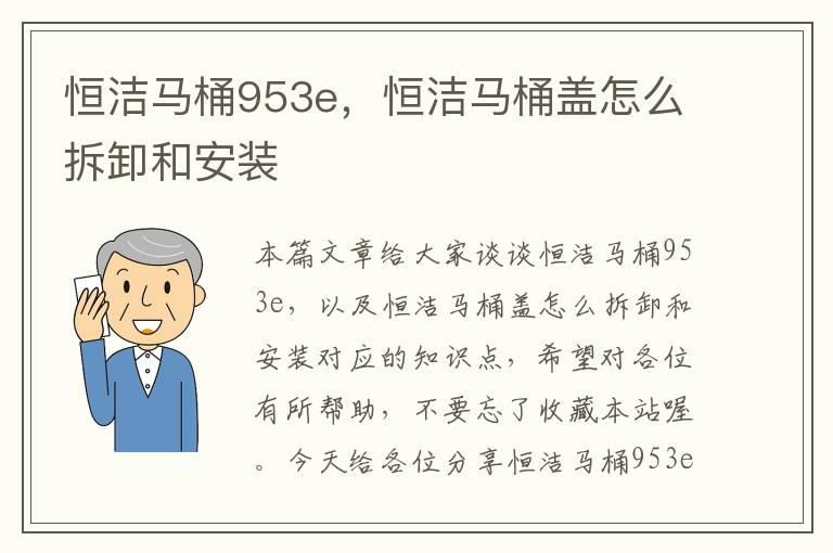 恒洁马桶953e，恒洁马桶盖怎么拆卸和安装