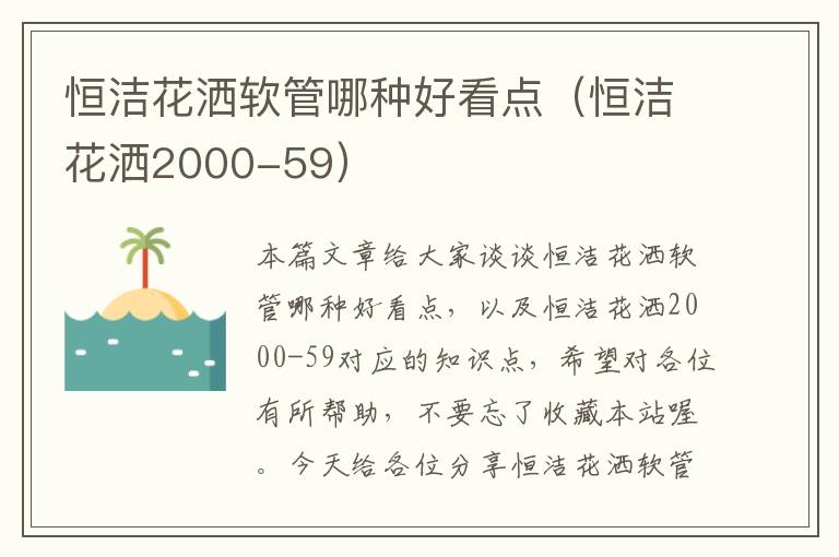 恒洁花洒软管哪种好看点（恒洁花洒2000-59）