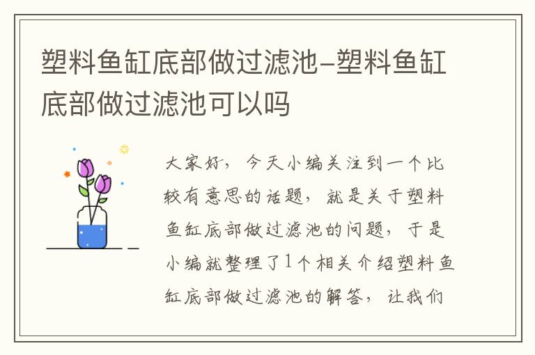 塑料鱼缸底部做过滤池-塑料鱼缸底部做过滤池可以吗