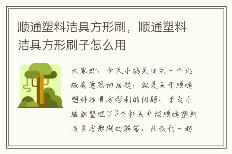 顺通塑料洁具方形刷，顺通塑料洁具方形刷子怎么用