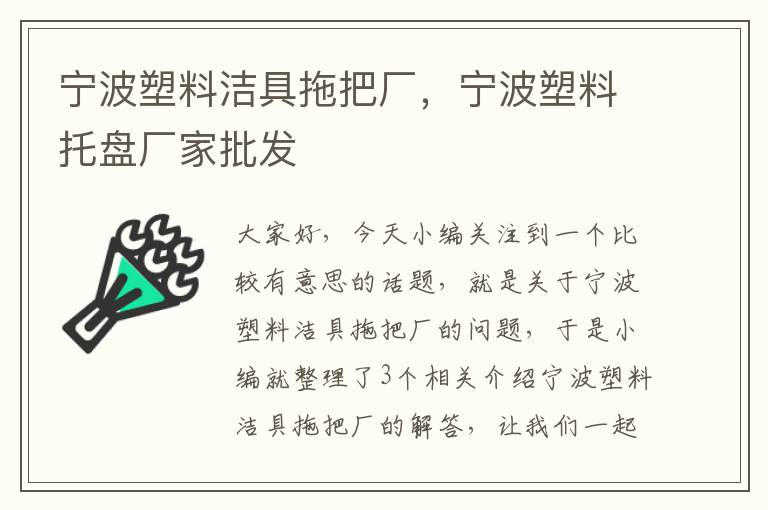 宁波塑料洁具拖把厂，宁波塑料托盘厂家批发