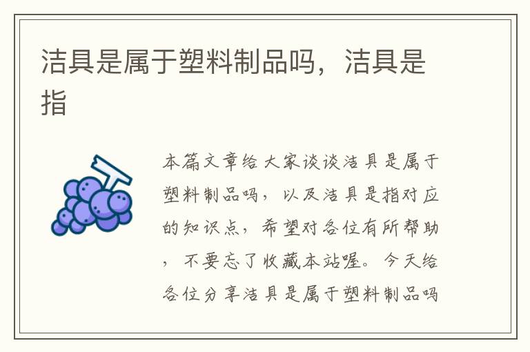 洁具是属于塑料制品吗，洁具是指