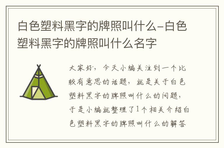 白色塑料黑字的牌照叫什么-白色塑料黑字的牌照叫什么名字