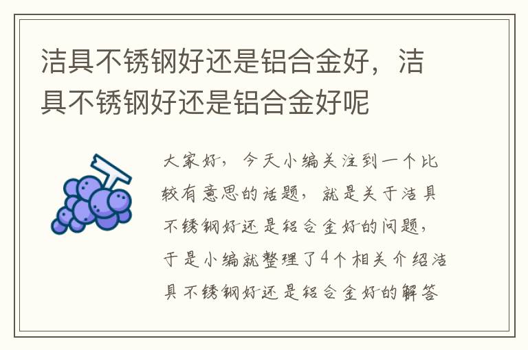 洁具不锈钢好还是铝合金好，洁具不锈钢好还是铝合金好呢