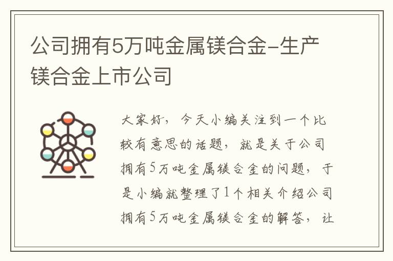 公司拥有5万吨金属镁合金-生产镁合金上市公司