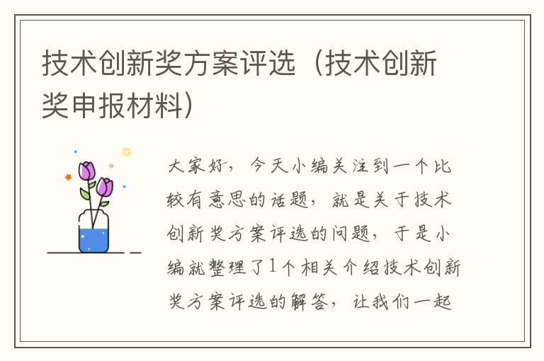 技术创新奖方案评选（技术创新奖申报材料）