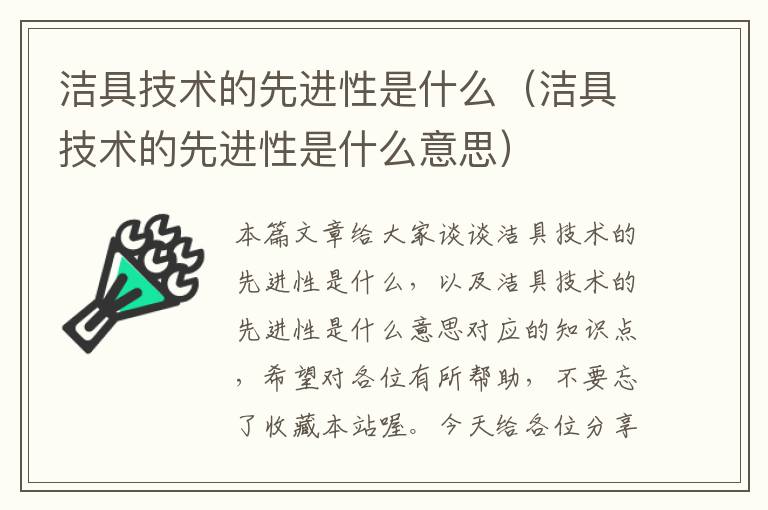 洁具技术的先进性是什么（洁具技术的先进性是什么意思）