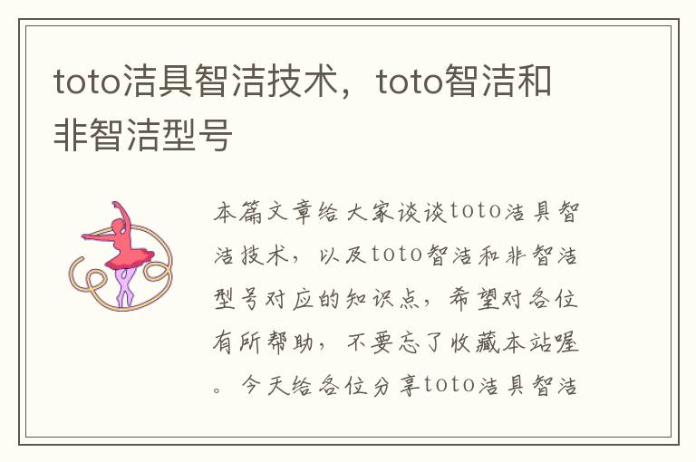 toto洁具智洁技术，toto智洁和非智洁型号